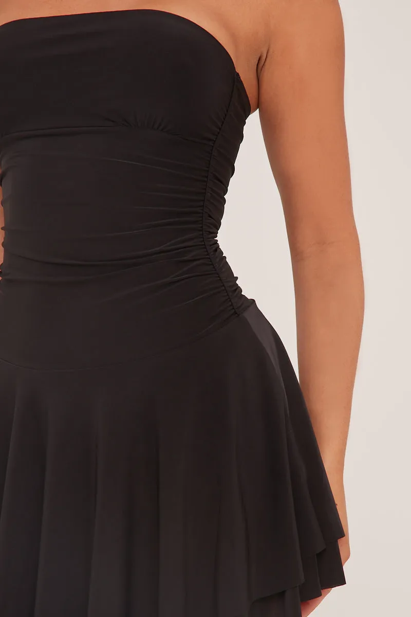 Black Bandeau Ruched Skater Mini Dress - Sifan sold by Rebellious Fashion product image thumbnail 3