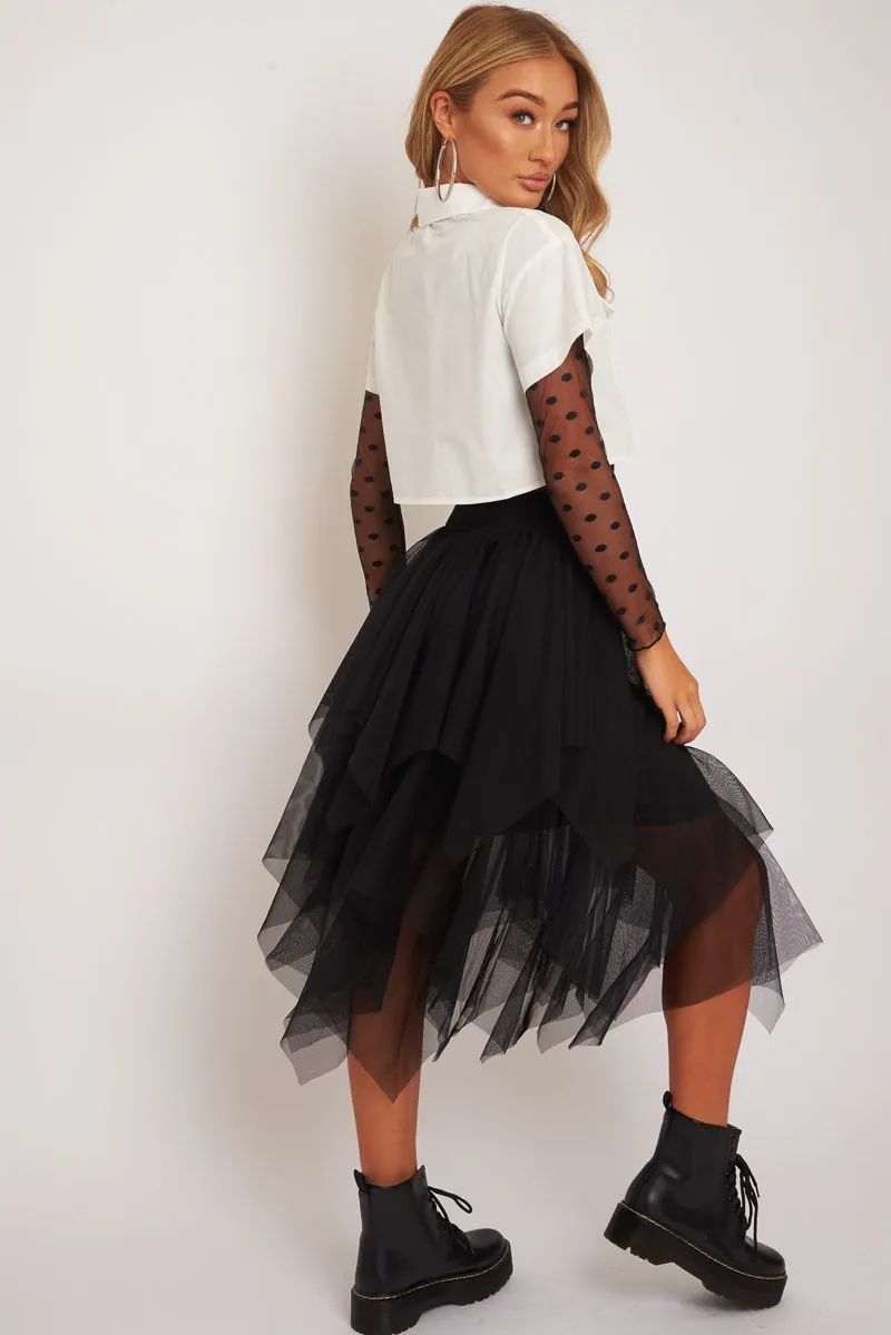Black Layered Tulle Midi Skirt - Laveta sold by Rebellious Fashion product image thumbnail 4