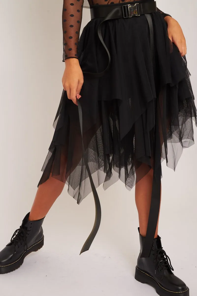 Black Layered Tulle Midi Skirt - Laveta sold by Rebellious Fashion product image thumbnail 3