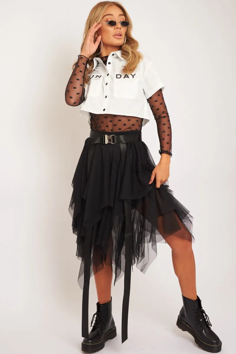 Black Layered Tulle Midi Skirt - Laveta sold by Rebellious Fashion product image thumbnail 2