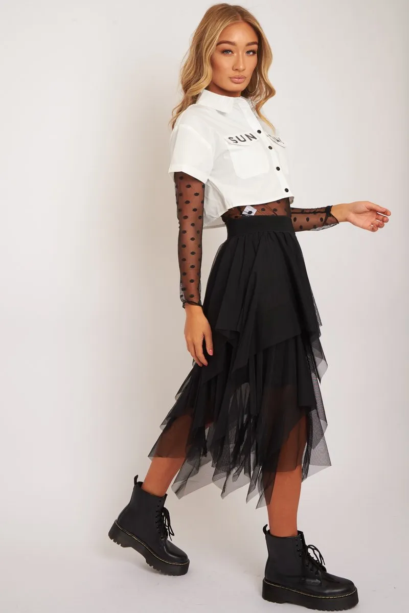 Black Layered Tulle Midi Skirt - Laveta sold by Rebellious Fashion product image thumbnail 5