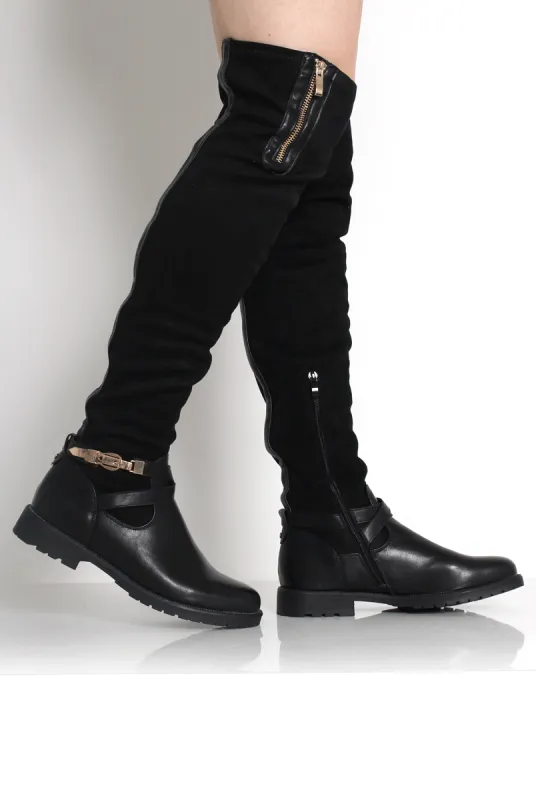 Tori Black Suede Over The Knee Boots sold by Rebellious Fashion