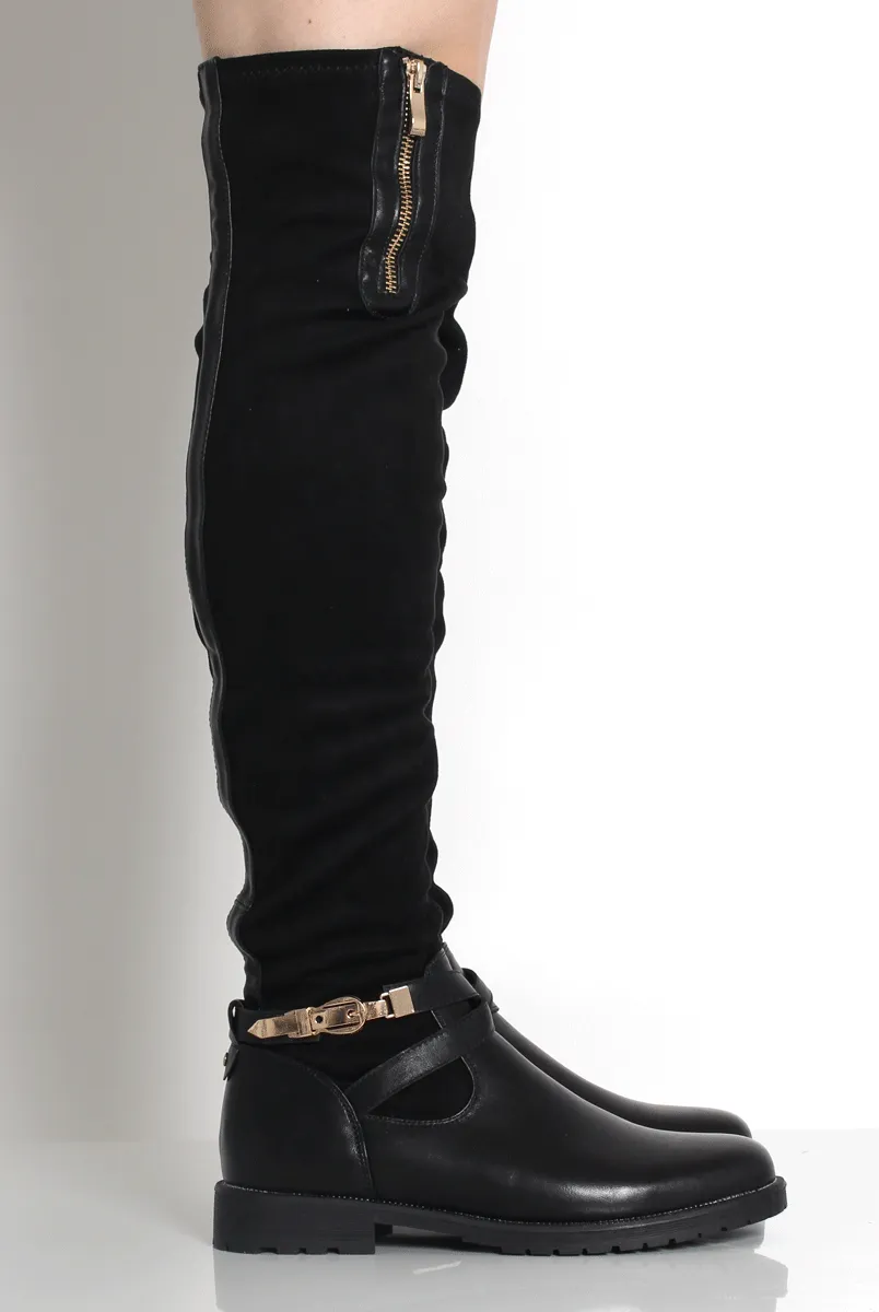 Tori Black Suede Over The Knee Boots sold by Rebellious Fashion product image thumbnail 3