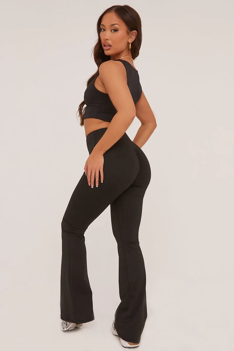 Black Ruched Back Flared Leg Trousers - Hazel sold by Rebellious Fashion product image thumbnail 4