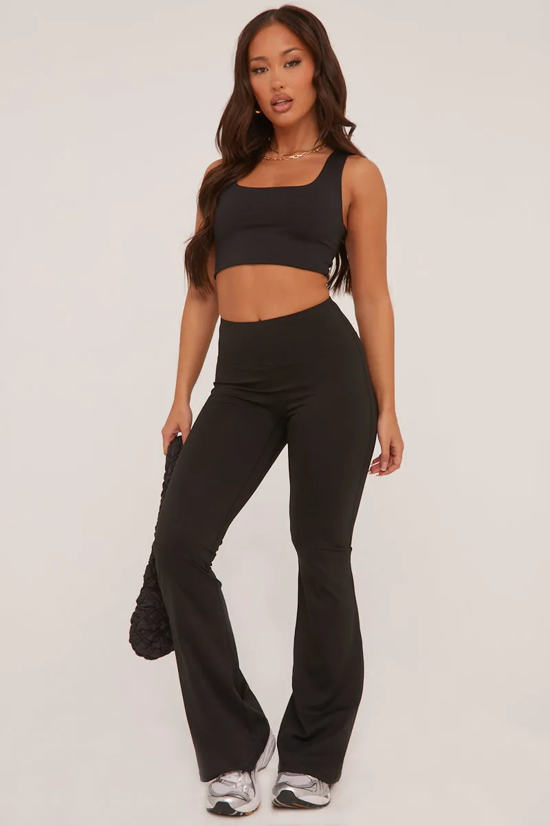 Black Ruched Back Flared Leg Trousers - Hazel sold by Rebellious Fashion product image thumbnail 2