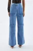 Light Blue Cargo Pocket Straight Leg Jeans - Mylah sold by Rebellious Fashion