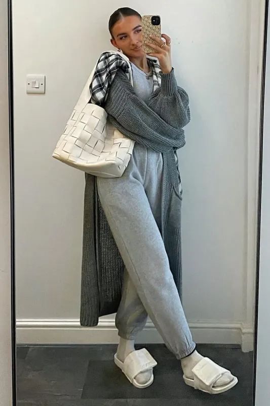 Grey Balloon Sleeve Maxi Knit Cardigan - Imara sold by Rebellious Fashion