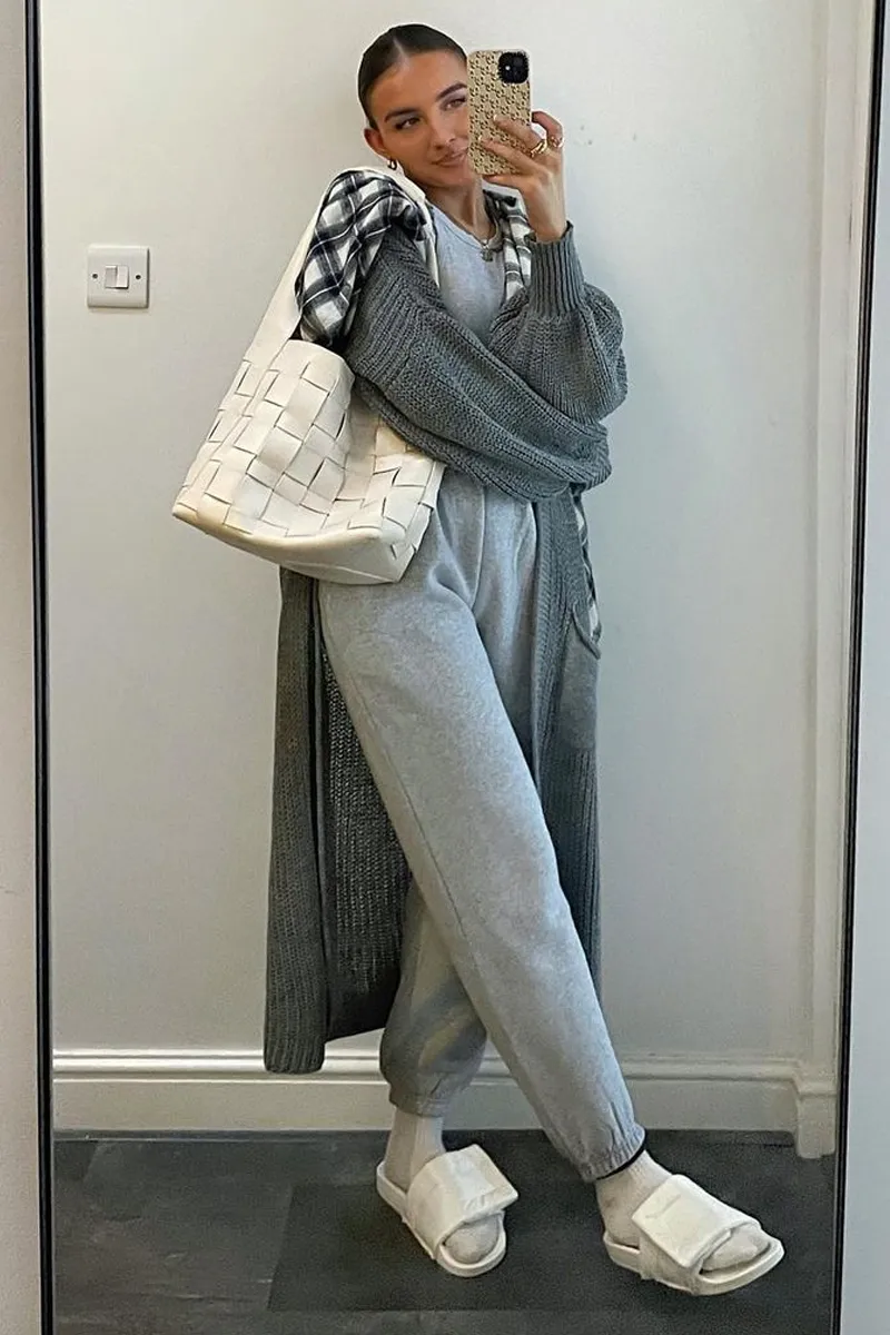 Grey Balloon Sleeve Maxi Knit Cardigan - Imara sold by Rebellious Fashion