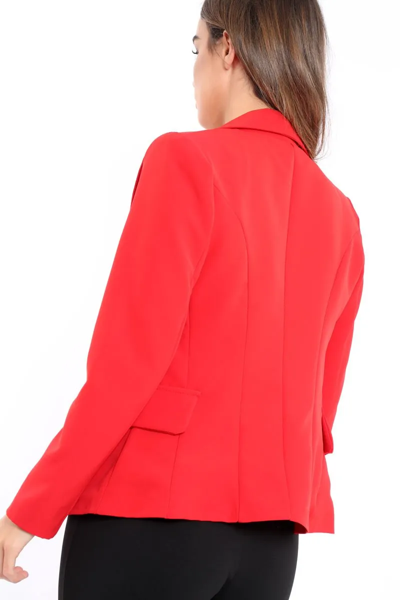 Red Tailored Blazer with Silver Button Detailing - Rhetta sold by Rebellious Fashion product image thumbnail 4