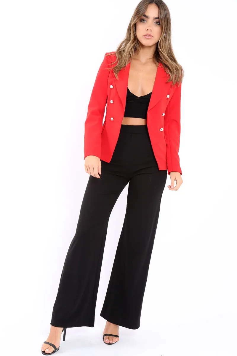 Red Tailored Blazer with Silver Button Detailing - Rhetta sold by Rebellious Fashion product image thumbnail 2