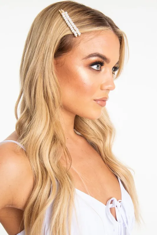 White Crystal Embellished Pack of 2 Hair Clips - Patrice made by Rebellious Fashion