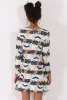 White Halloween Pumpkin & Bats Swing Dress - Sabrina sold by Rebellious Fashion
