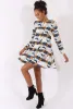 White Halloween Pumpkin & Bats Swing Dress - Sabrina sold by Rebellious Fashion
