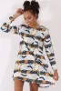 White Halloween Pumpkin & Bats Swing Dress - Sabrina sold by Rebellious Fashion