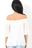 White Bardot Frill Sleeve Top- Becka sold by Rebellious Fashion