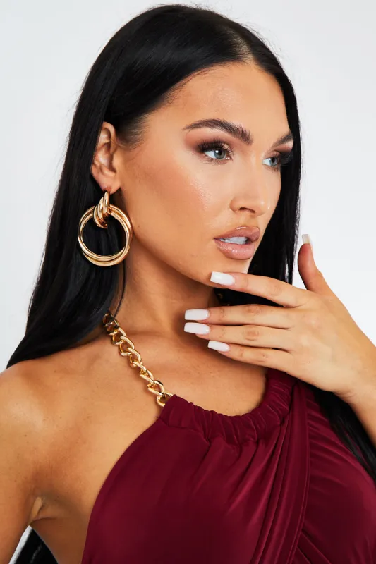 Gold Stacked Hoop Earrings - Zoja sold by Rebellious Fashion
