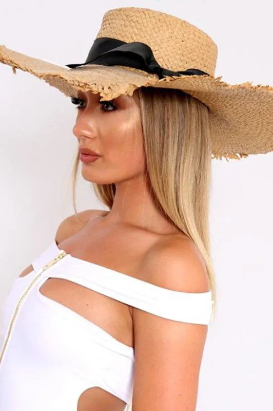 Tan Straw Beach Hat - Shantal sold by Rebellious Fashion