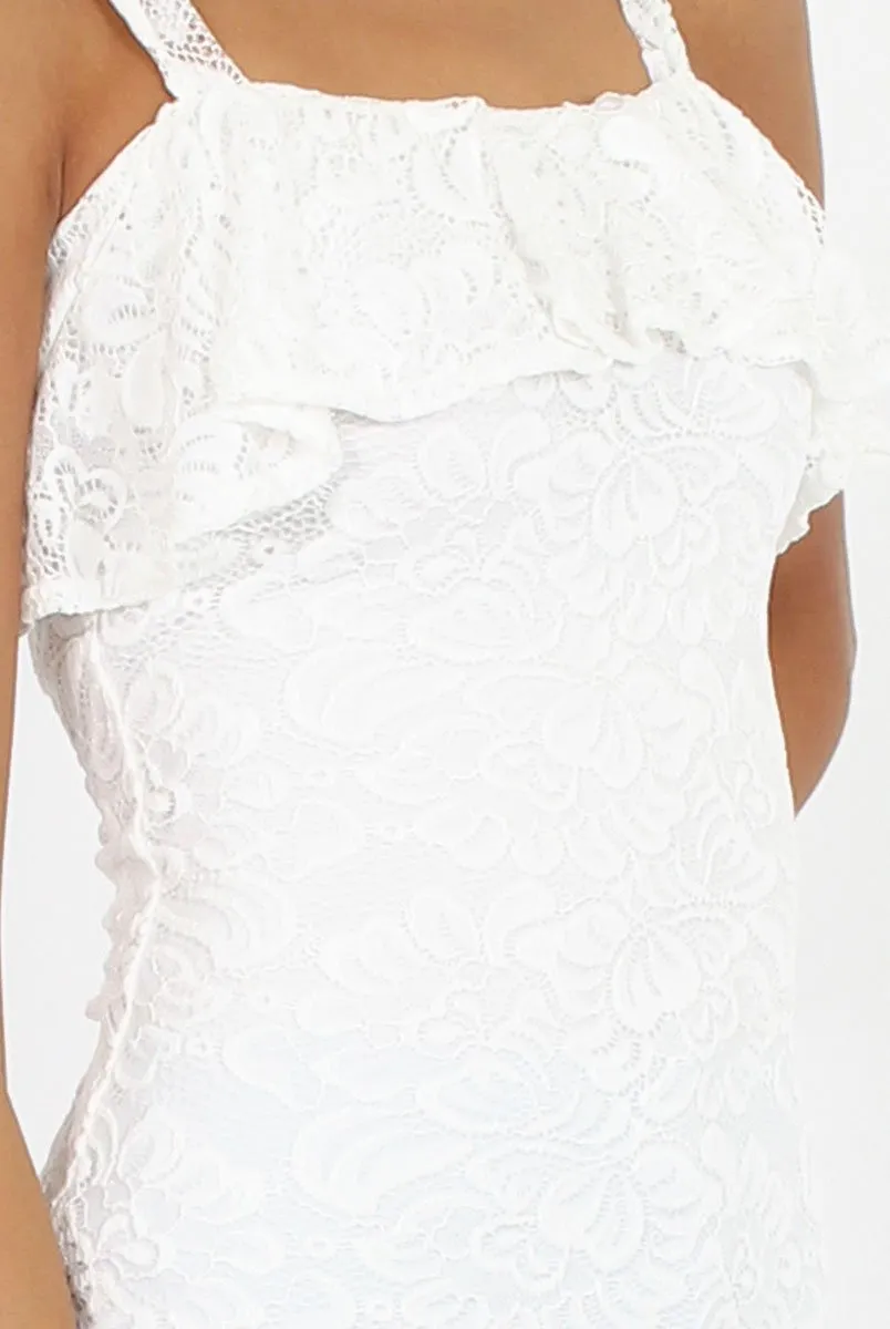 White Lace Strap Frill Top - Missy sold by Rebellious Fashion product image thumbnail 4