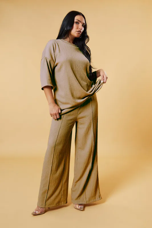 Stone Textured Knit Trousers & Oversized Top Co-ord Set - Cecelia made by Rebellious Fashion