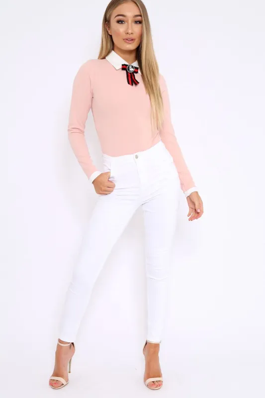 White Plain High Waisted Skinny Jeans - Elliott made by Rebellious Fashion