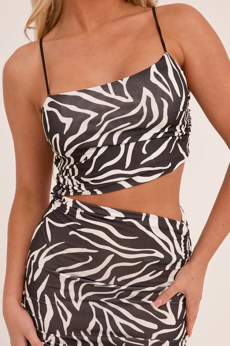 Black Zebra Print Asymmetric Cut Out Maxi Dress - Bethany sold by Rebellious Fashion product image thumbnail 4