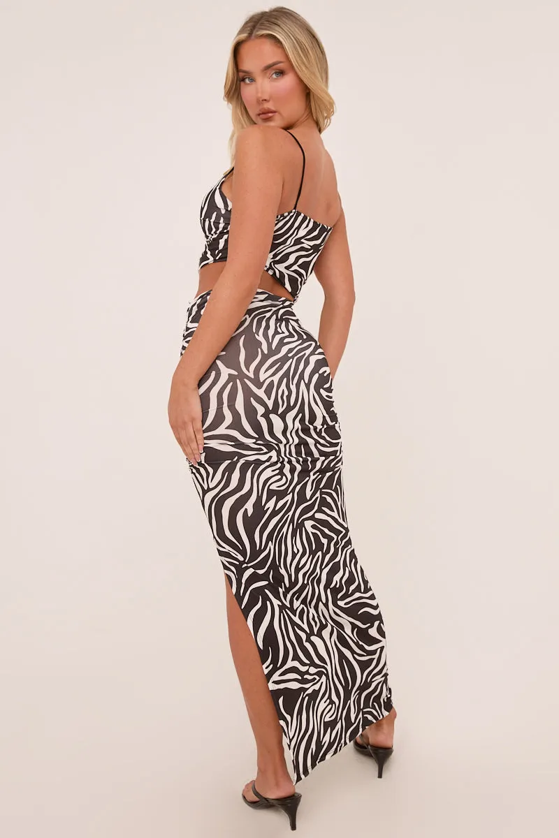 Black Zebra Print Asymmetric Cut Out Maxi Dress - Bethany sold by Rebellious Fashion product image thumbnail 5