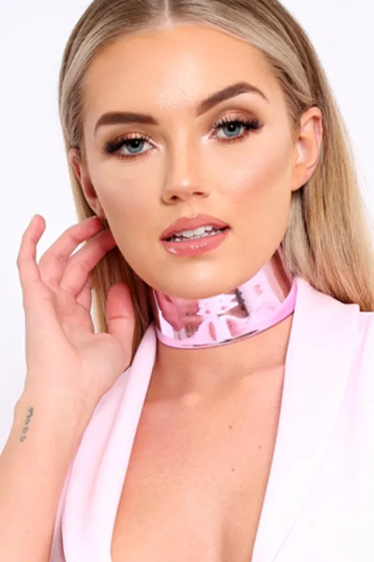 Pink Metallic Wide Choker - Aala made by Rebellious Fashion