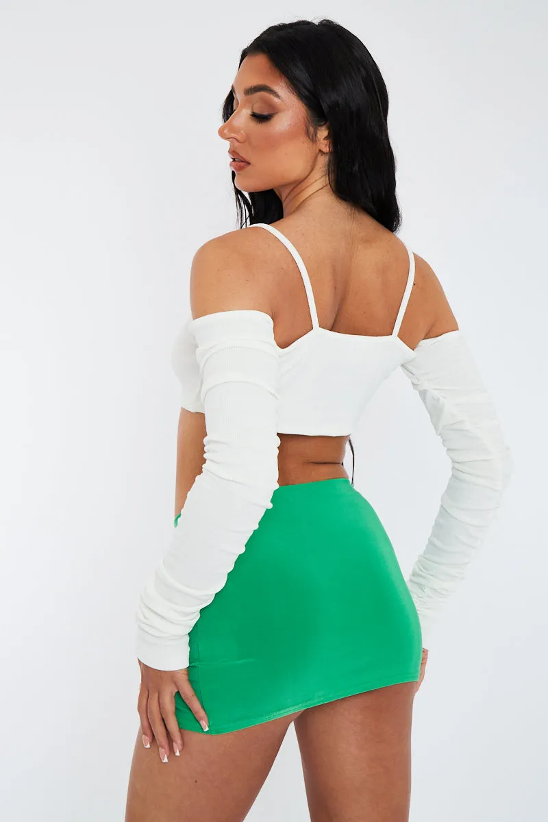 Green Slinky Slit Hem Micro Mini Skirt - Jaya sold by Rebellious Fashion product image thumbnail 4