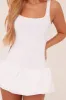 White Scoop Neck Puffball Mini Dress - Alyssa sold by Rebellious Fashion