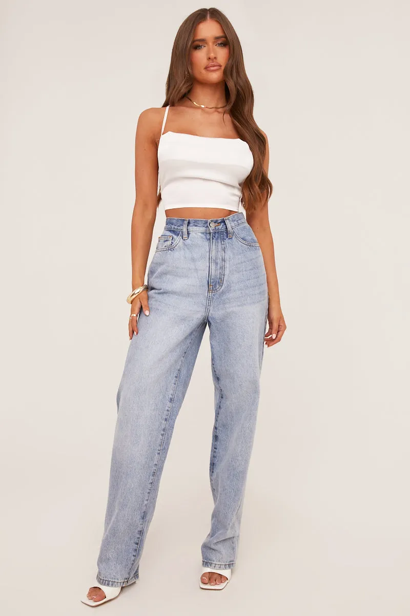 White Satin Cowl Neck Lace Up Back Cropped Top - Tia sold by Rebellious Fashion product image thumbnail 2