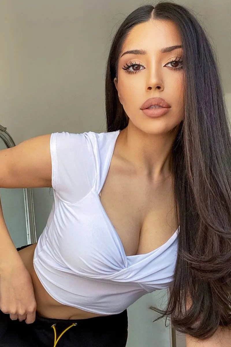 White Slinky Twist Front Crop Top - Diane sold by Rebellious Fashion product image thumbnail 4