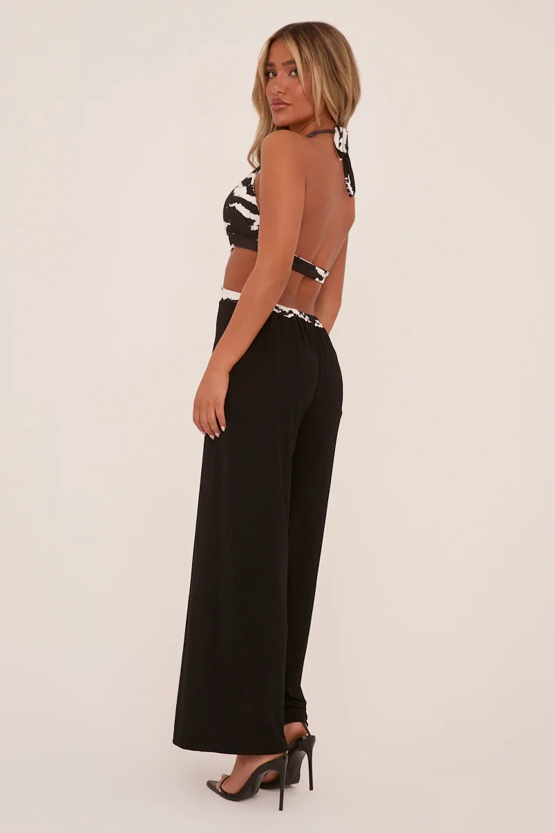 Black Zebra Print Metal Trim Halter Neck jumpsuit - Melanie sold by Rebellious Fashion product image thumbnail 5