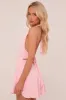 Pink Halter Plunge Neck Mini Dress - Pippa sold by Rebellious Fashion