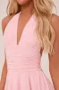 Pink Halter Plunge Neck Mini Dress - Pippa sold by Rebellious Fashion