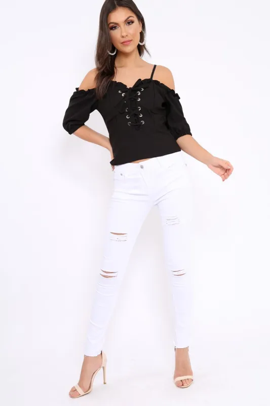 White Ripped Skinny Jeans - Addyson made by Rebellious Fashion