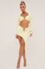 Yellow Metal Trim Cropped Top & Asymmetric Midi Skirt - Alhana sold by Rebellious Fashion