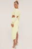 Yellow Metal Trim Cropped Top & Asymmetric Midi Skirt - Alhana sold by Rebellious Fashion