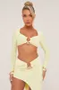 Yellow Metal Trim Cropped Top & Asymmetric Midi Skirt - Alhana sold by Rebellious Fashion