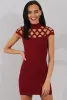 Wine Cage High Neck Bodycon Dress- Kade sold by Rebellious Fashion