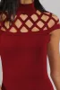 Wine Cage High Neck Bodycon Dress- Kade sold by Rebellious Fashion