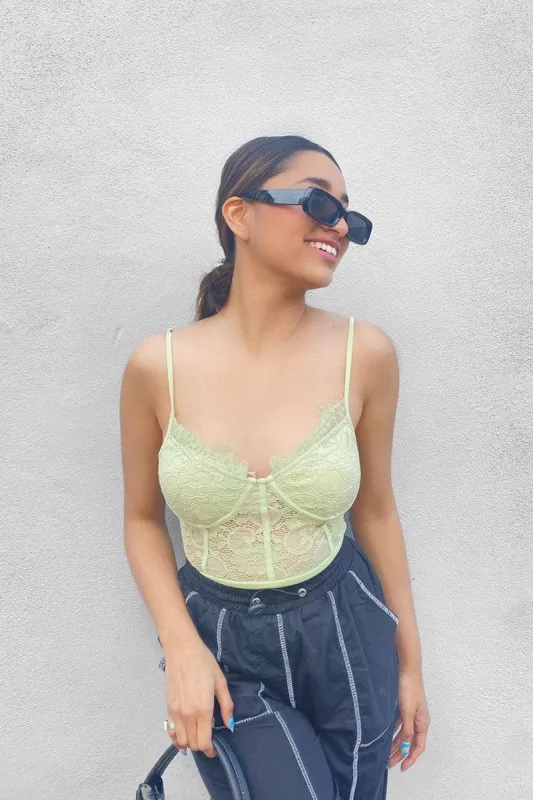 Sage Lace Flower Bodysuit - Faylen sold by Rebellious Fashion