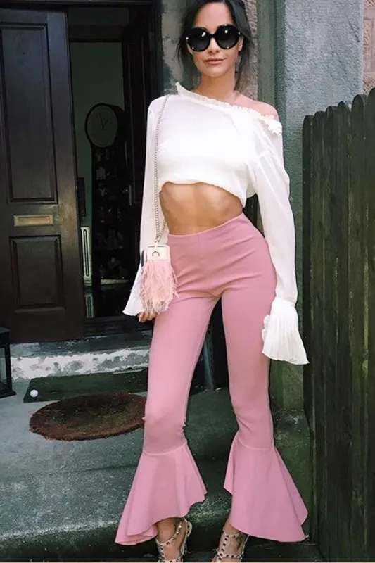 Rose Frill Hem Trousers - Payton sold by Rebellious Fashion