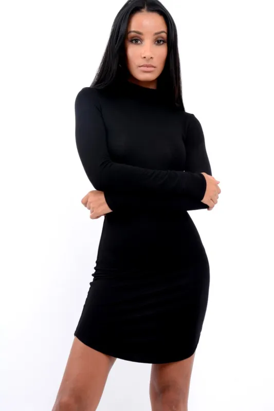Black High Neck Bodycon Dress - Lillia sold by Rebellious Fashion