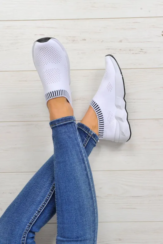White Runner Sock Trainers - Kannon made by Rebellious Fashion