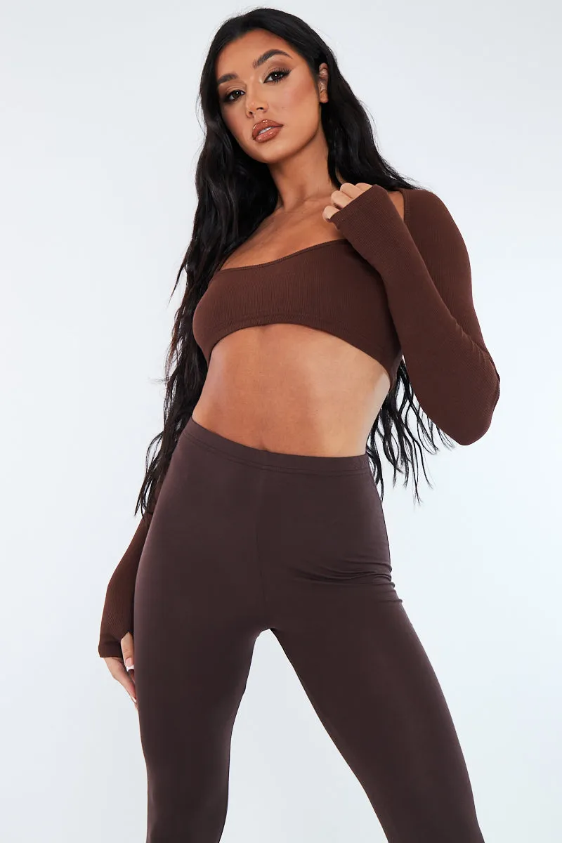 Chocolate Rib Strappy Cut Out Crop Top - Adeline sold by Rebellious Fashion product image thumbnail 4