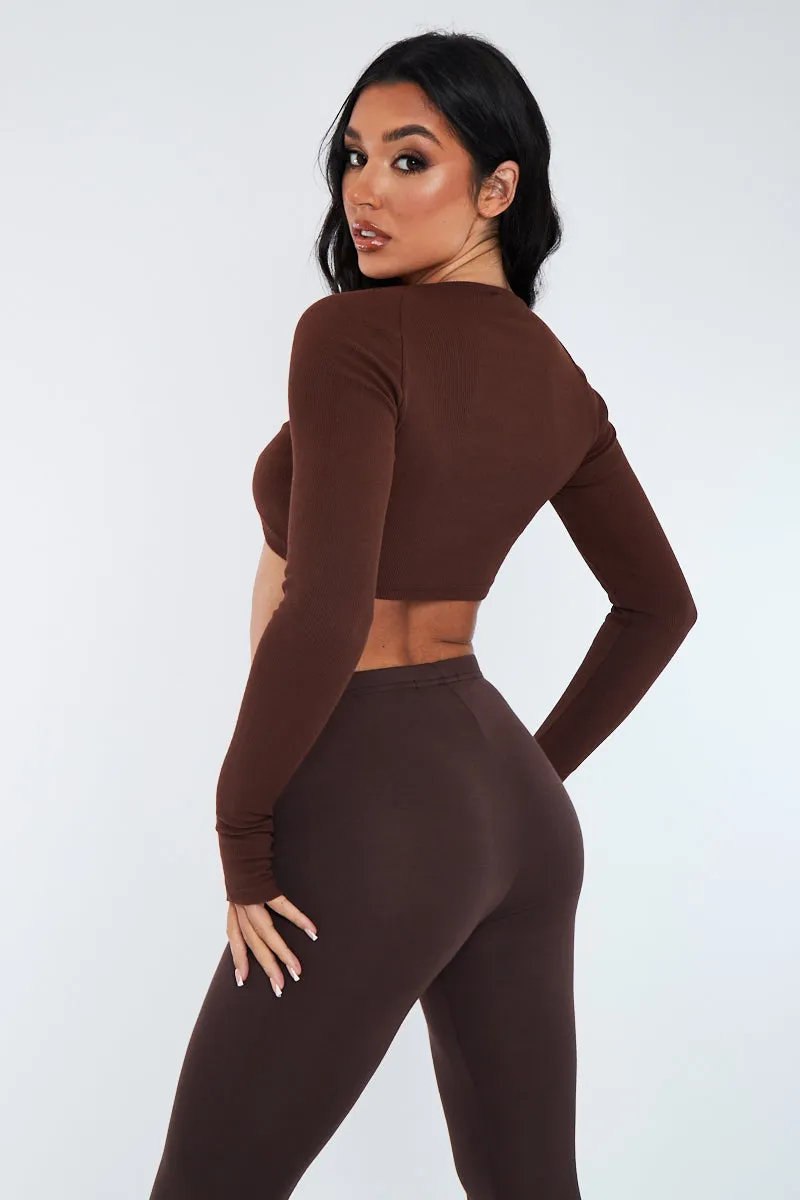 Chocolate Rib Strappy Cut Out Crop Top - Adeline sold by Rebellious Fashion product image thumbnail 5