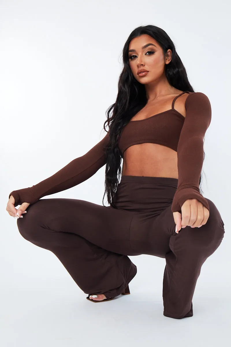 Chocolate Rib Strappy Cut Out Crop Top - Adeline sold by Rebellious Fashion product image thumbnail 3