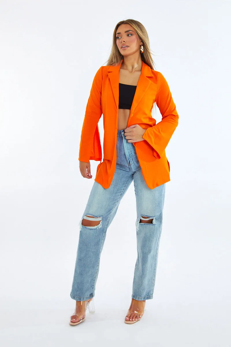 Orange Slit Detail Oversized Longline Blazer - Sibyl sold by Rebellious Fashion product image thumbnail 2