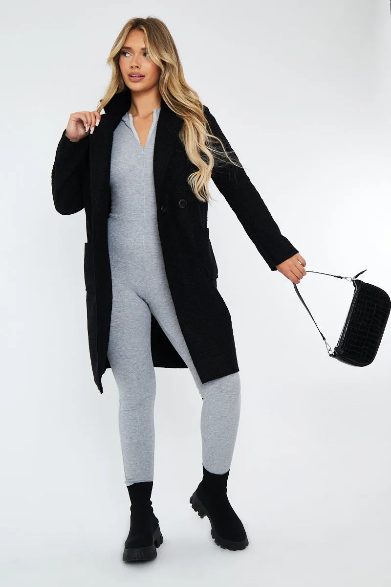 Black Mid Length Teddy Coat - Madelin sold by Rebellious Fashion product image thumbnail 2