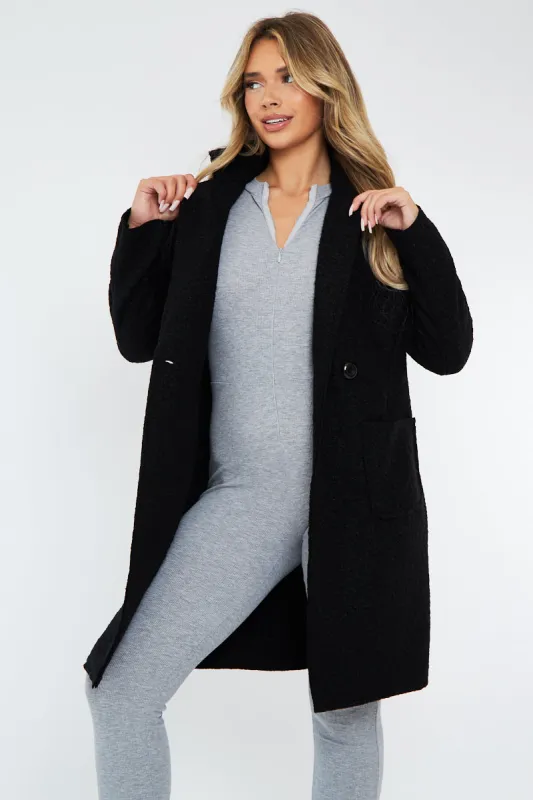 Black Mid Length Teddy Coat - Madelin sold by Rebellious Fashion